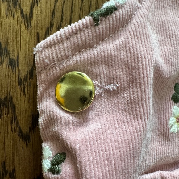 Cupcakes and Cashmere Pink Corduroy Flower Embroidered Dress. 3T. - Picture 4 of 5